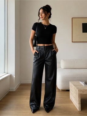 Abercrombie & Fitch Curve Love Vegan Leather Trousers — Size S